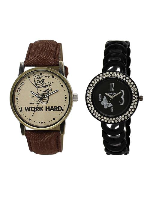 lorem  lr29-201 blue & grey round boy's & girl's metal bracelet &  leather  wrist watch - 15374245 - Very Small Image - 1