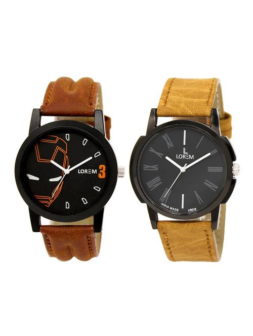 lorem  lr1-6   black round boy's leather  wrist watch - 15374698 - Very Small Image - 1