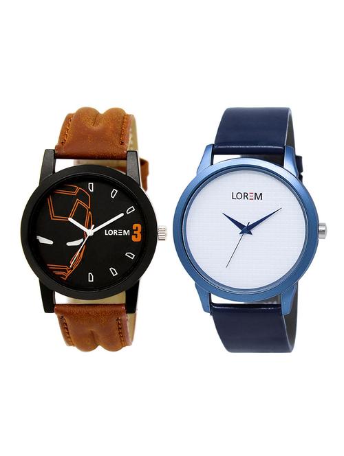 lorem  lr25-30   grey & black round boy's leather  wrist watch - 15374712 - Very Small Image - 1