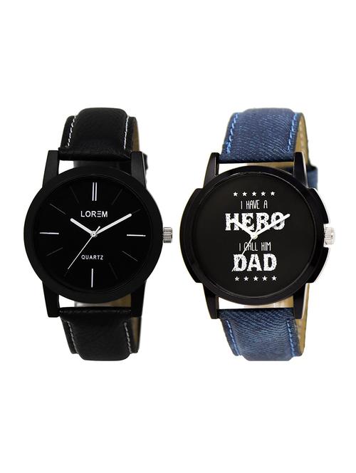lorem  lr25-31   black round boy's leather  wrist watch - 15374715 - Very Small Image - 1