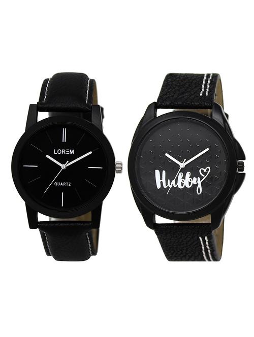 lorem  lr26-31   black & white round boy's leather  wrist watch - 15374739 - Very Small Image - 1