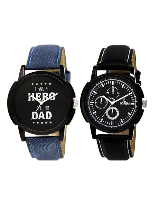 lorem  lr1-32   black round boy's leather  wrist watch - 15374776 - Very Small Image - 1