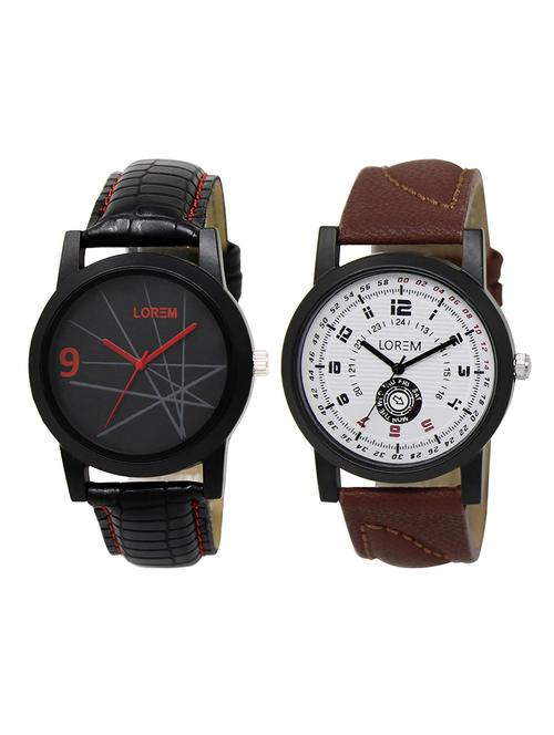 lorem  lr2-8   black round boy's leather  wrist watch - 15374800 - Very Small Image - 1