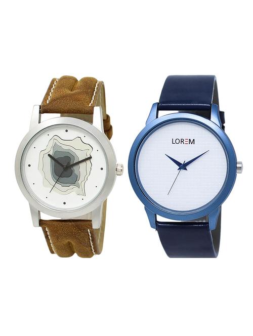 lorem  lr4-101   black & silver round boy's leather & metal bracelet  wrist watch - 15374847 - Very Small Image - 1