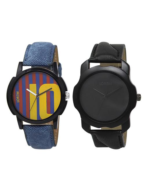 lorem  lr2-28   white & black round boy's leather  wrist watch - 15374860 - Very Small Image - 1