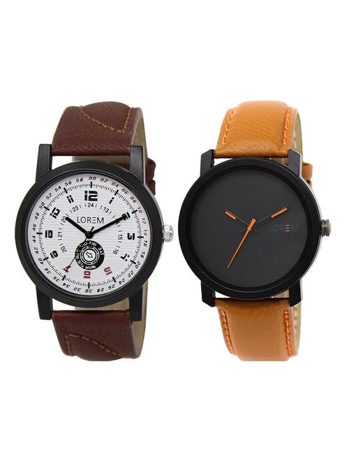 lorem  lr3-4   black round boy's leather  wrist watch - 15374881 - Very Small Image - 1