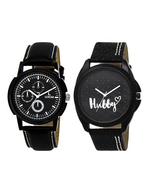 lorem  lr3-22   black round boy's leather  wrist watch - 15374935 - Very Small Image - 1