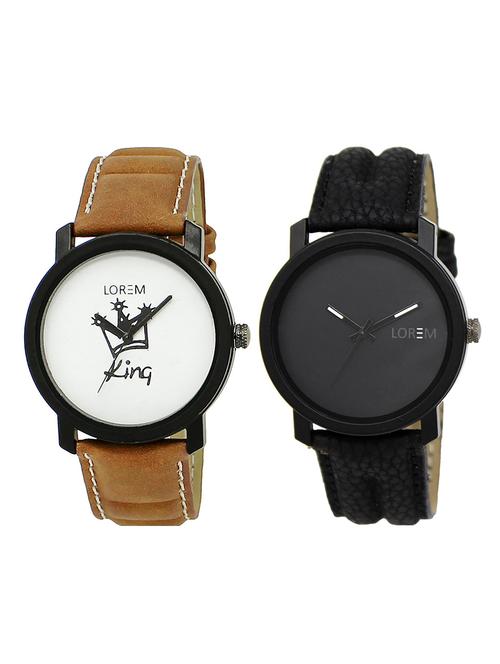 lorem  lr26-102 round dial boy's leather wrist watch - 15375015 - Very Small Image - 1