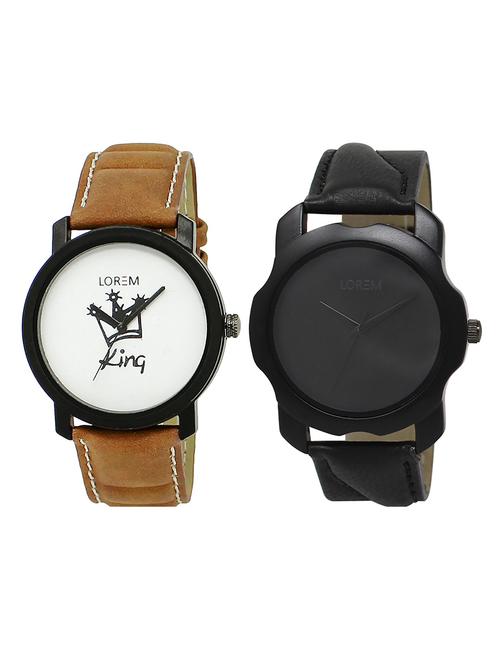 lorem  lr4-19 round dial boy's leather wrist watch - 15375016 - Very Small Image - 1