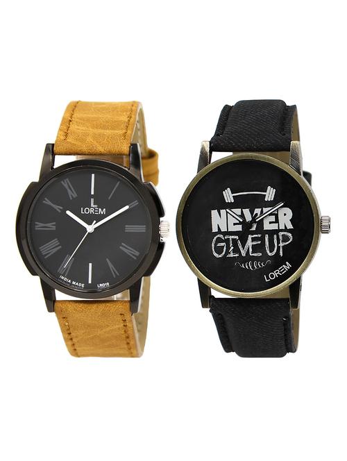 lorem  lr33-102 round dial boy's leather wrist watch - 15375036 - Very Small Image - 1