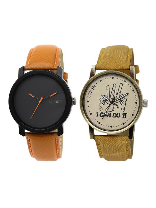 lorem  lr4-32 round dial boy's leather wrist watch - 15375050 - Very Small Image - 1