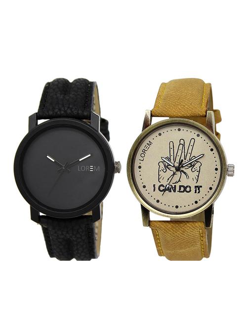 lorem  lr15-30 round dial boy's leather wrist watch - 15375063 - Very Small Image - 1