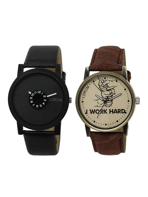 lorem  lr5-30 round dial boy's leather wrist watch - 15375104 - Very Small Image - 1