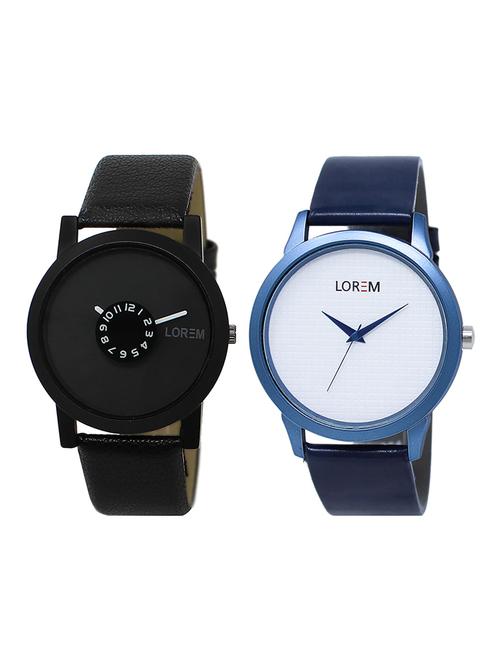 lorem  lr5-32 round dial boy's leather wrist watch - 15375108 - Very Small Image - 1