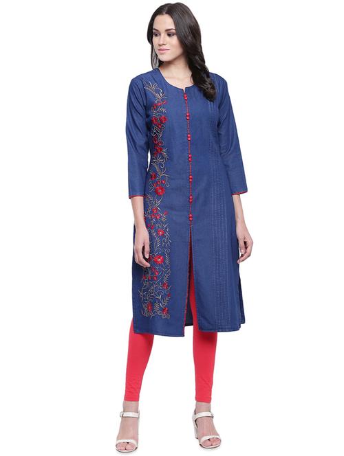 embroidered straight kurta - 15375350 - Very Small Image - 1