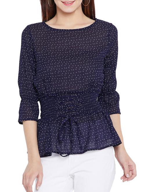 printed tie up detail corset top - 15376812 - Very Small Image - 1