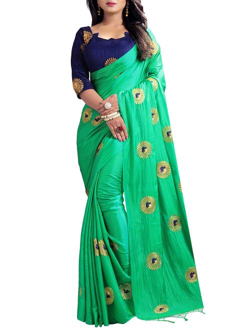 peacock embroidered saree with tassels - 15377679 - Very Small Image - 1