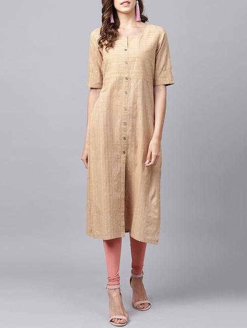 solid front slit kurta - 15377806 - Very Small Image - 1