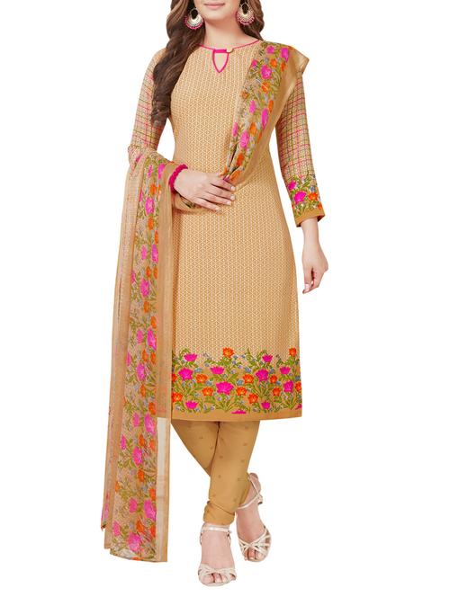 floral print unstitched churidaar suit - 15378510 - Very Small Image - 1