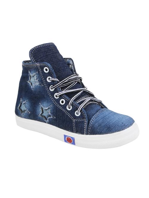 blue denim laceup sneakers - 15378800 - Very Small Image - 1