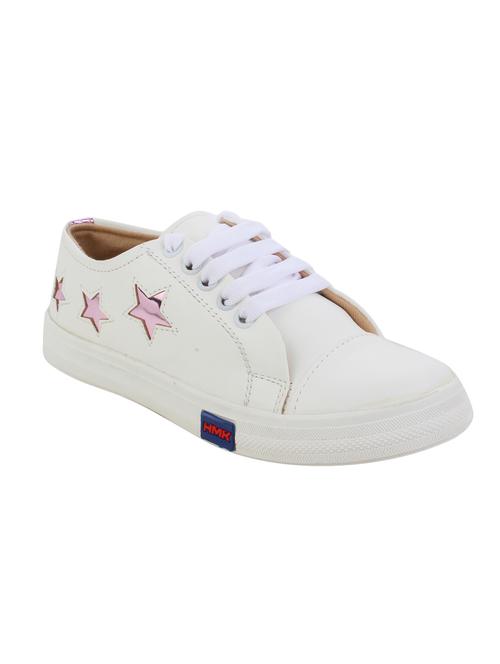 white leatherette laceup sneakers - 15378802 - Very Small Image - 1