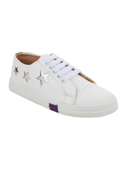 white leatherette laceup sneakers - 15378803 - Very Small Image - 1