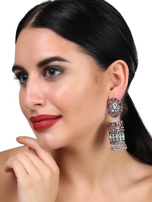 silver oxidised jhumka - 15379253 - Very Small Image - 1