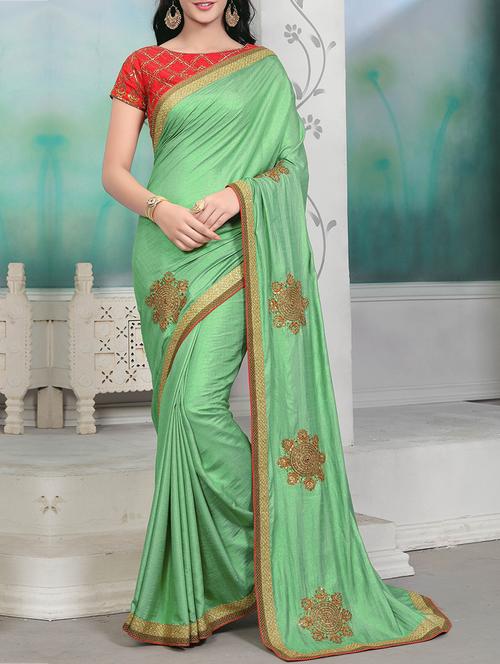 zari  embroidered saree with blouse - 15379316 - Very Small Image - 1