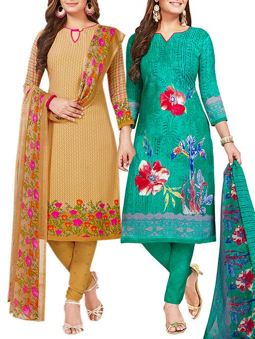 multi colored unstitched combo suit - 15381208 - Very Small Image - 1