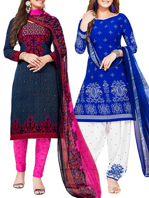 multi colored unstitched combo suit - 15381228 - Very Small Image - 1