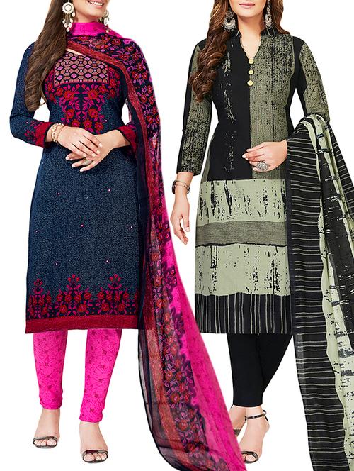 multi colored unstitched combo suit - 15381233 - Very Small Image - 1