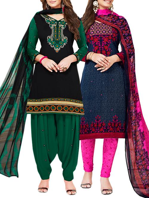 multi colored unstitched combo suit - 15381237 - Very Small Image - 1