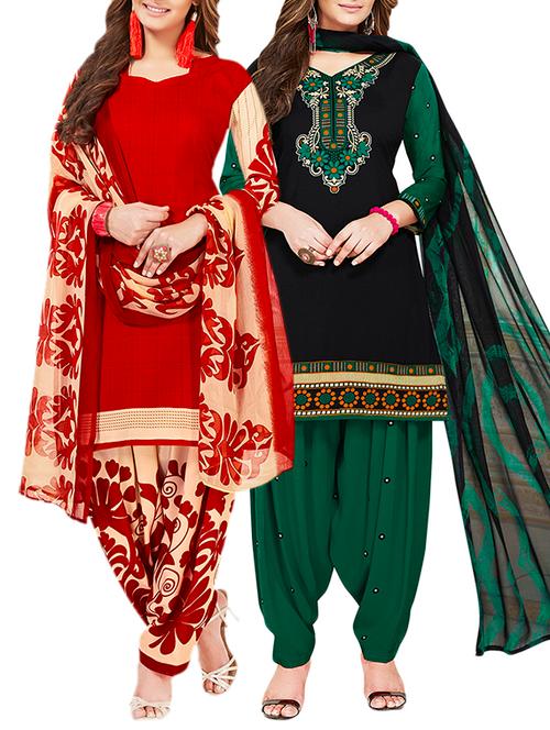 multi colored unstitched combo suit - 15381264 - Very Small Image - 1