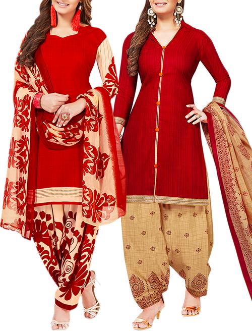 multi colored unstitched combo suit - 15381273 - Very Small Image - 1