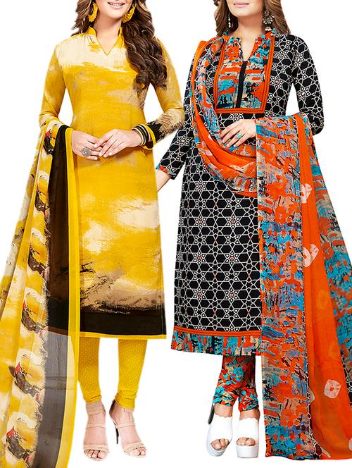 multi colored unstitched combo suit - 15381306 - Very Small Image - 1