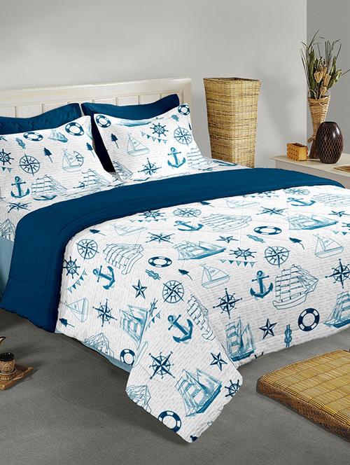 100% mercerized cotton double bedsheet with 2 pillow covers - 15381373 - Very Small Image - 1
