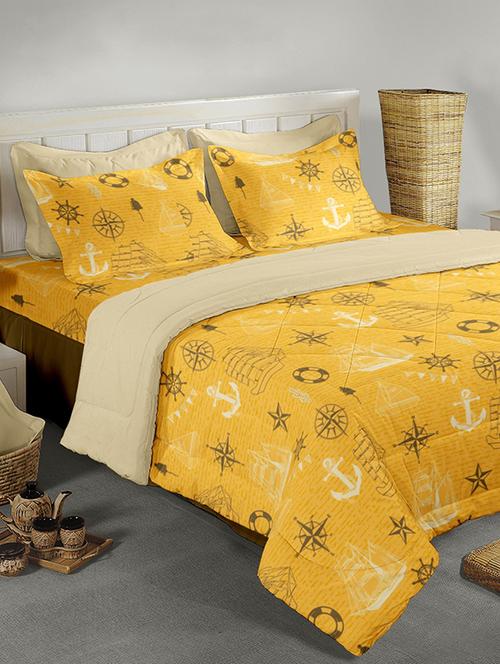 100% mercerized cotton double bedsheet with 2 pillow covers - 15381375 - Very Small Image - 1