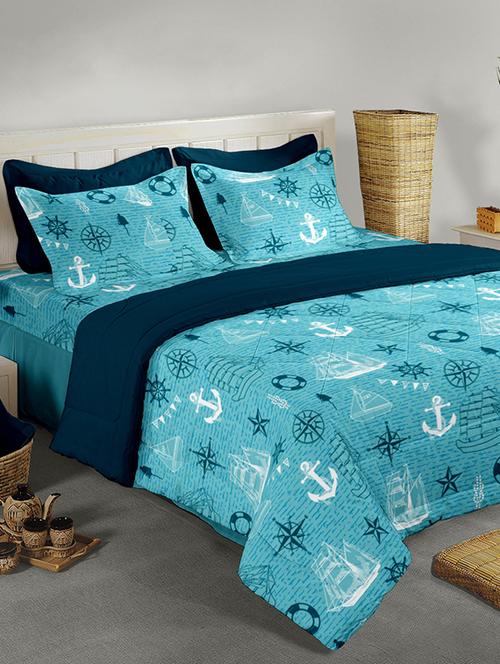 100% mercerized cotton double bedsheet with 2 pillow covers - 15381376 - Very Small Image - 1
