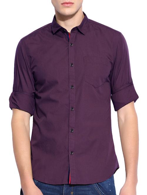 purple cotton casual shirt - 15383020 - Very Small Image - 1