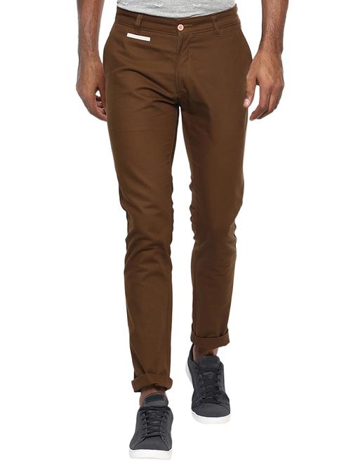 brown cotton chinos casual trousers - 15383692 - Very Small Image - 1