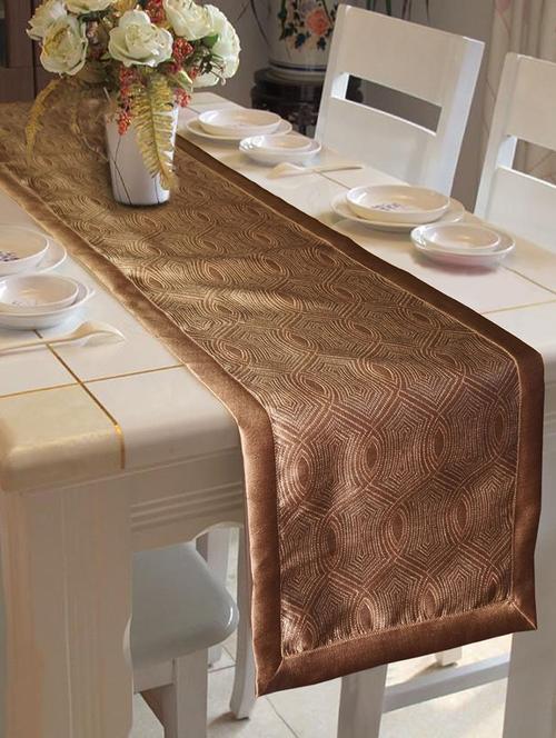 jacquard design table runner with polyester border (size: 16"x72"), single piece - 15384900 - Very Small Image - 1