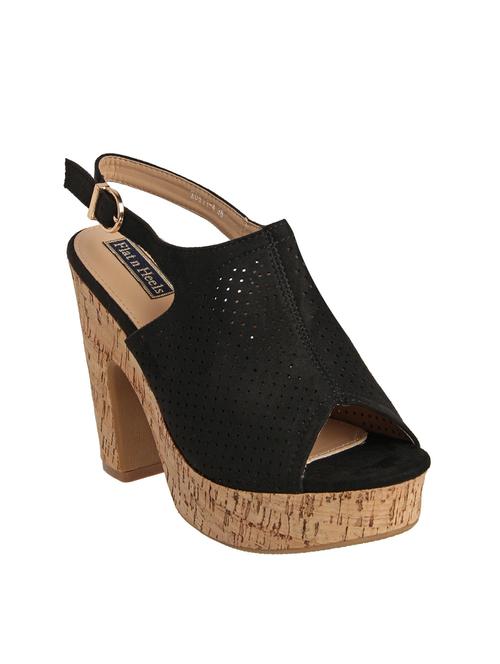 black leatherette back strap sandals - 15386132 - Very Small Image - 1