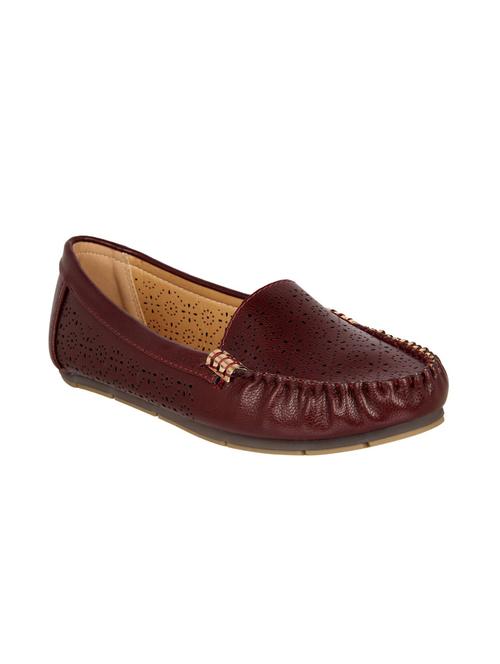 maroon leatherette slip on loafers - 15386182 - Very Small Image - 1