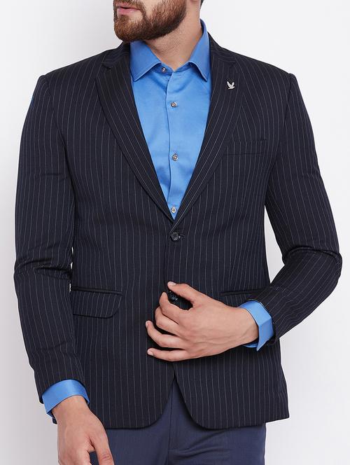 navy blue polyester casual blazer - 15386696 - Very Small Image - 1