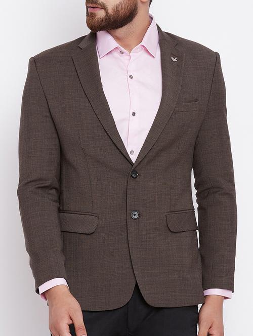 brown polyester casual blazer - 15386698 - Very Small Image - 1