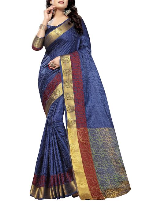 jacquard self design saree with blouse - 15386915 - Very Small Image - 1