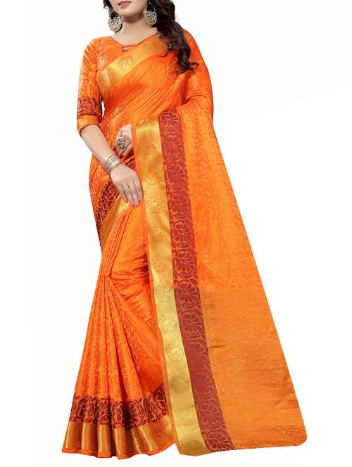 jacquard self design saree with blouse - 15386916 - Very Small Image - 1