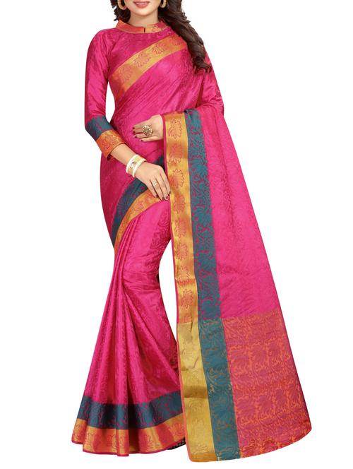 jacquard self design saree with blouse - 15386920 - Very Small Image - 1