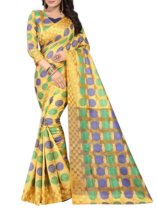 floral zari woven banarasi saree with blouse - 15386933 - Very Small Image - 1