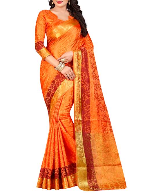 jacquard self design saree with blouse - 15386950 - Very Small Image - 1